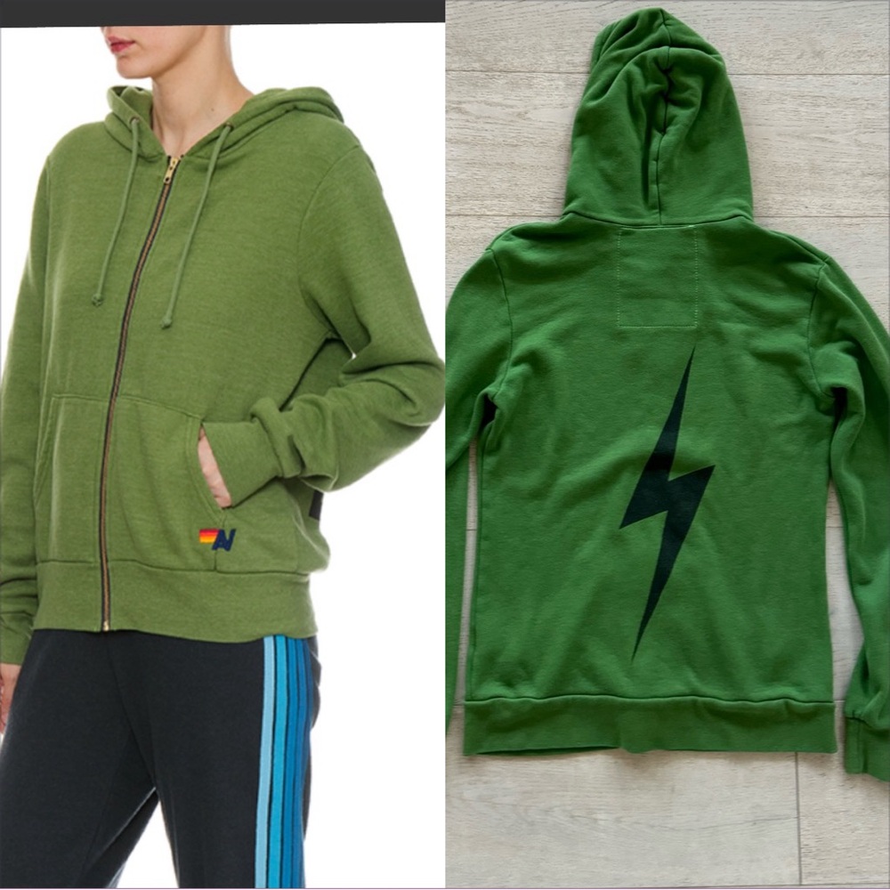 Aviator Nation Bolt Hoodie Sweatshirt - Deep Green  (Unisex S)